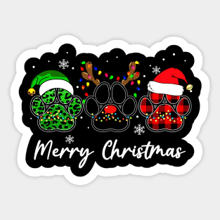 Christmas Dog Paws Dog Merry Christmas Sticker